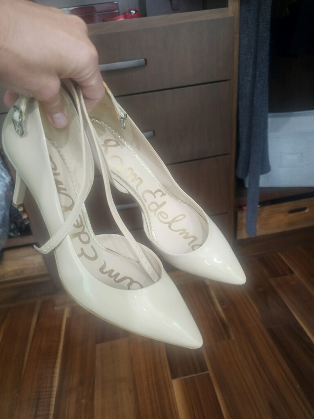 Sam Edelman Cream Patent Slingback Pointed-Toe Heels